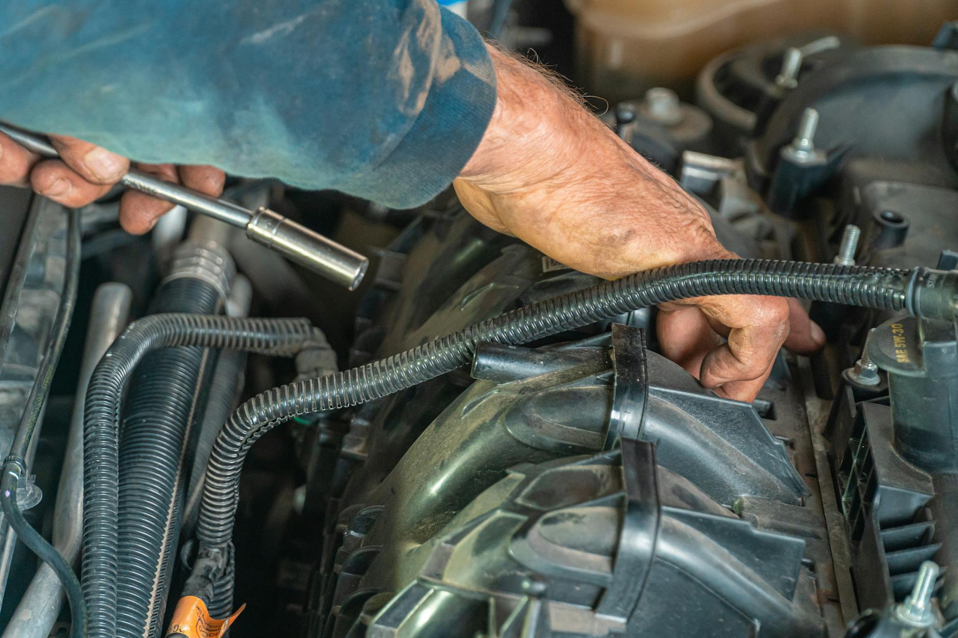 Mechanic working on a marine engine