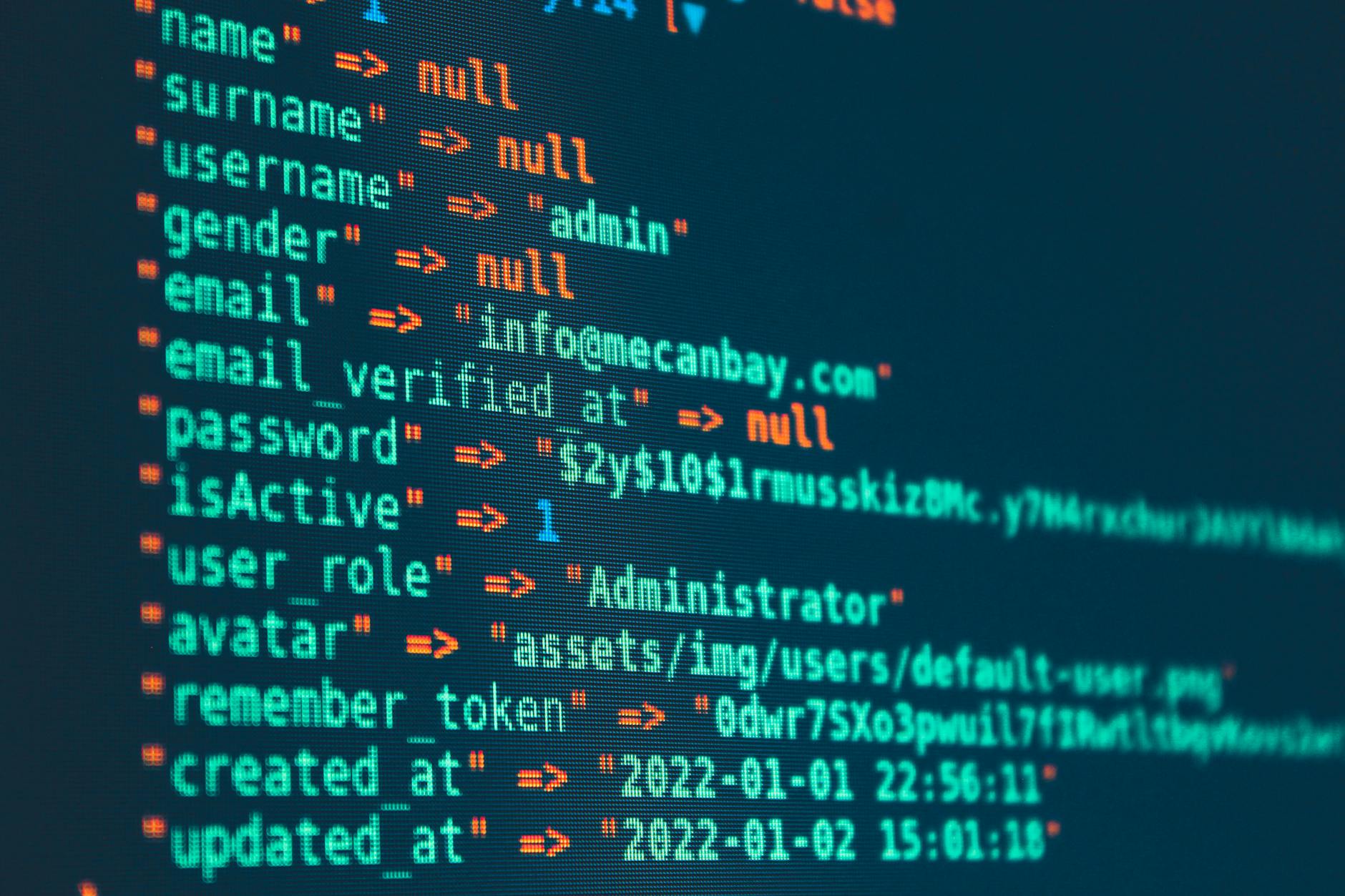 Database migration code on a terminal