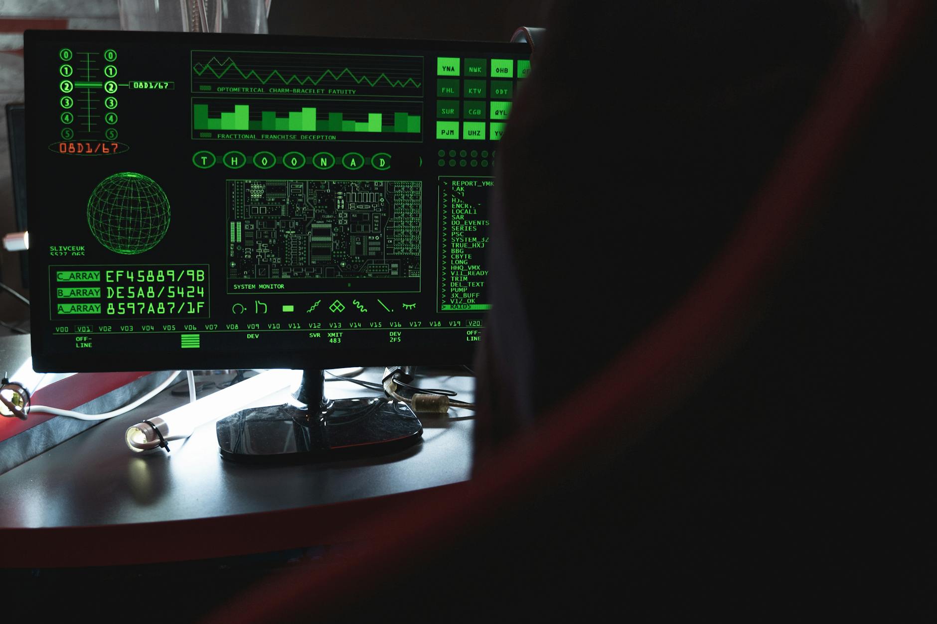 Security operations terminal in a dark room